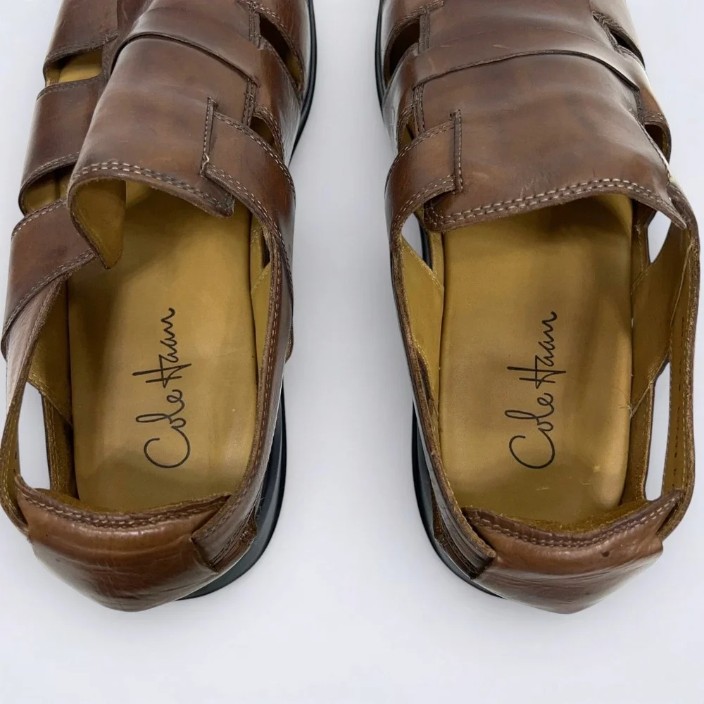 Cole Haan Sandals Men's Size 12 W Brown Leather NikeAir Dempsey Fisherman Preppy